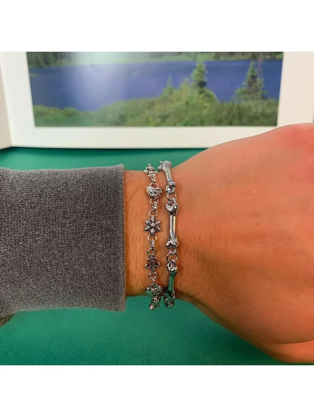 Bone Stainless steel Y2k 2000s style Cuban Link Bracelet. 8.5 inches length
